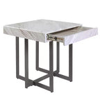 Set 3 tavolini da caffè contemporanei Rohde con cassetti, grigio/metallo color gomma - miBasics