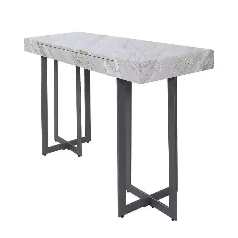 Set 3 tavolini da caffè contemporanei Rohde con cassetti, grigio/metallo color gomma - miBasics