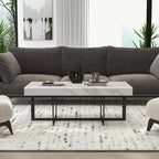 Set 3 tavolini da caffè contemporanei Rohde con cassetti, grigio/metallo color gomma - miBasics