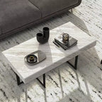 Set 3 tavolini da caffè contemporanei Rohde con cassetti, grigio/metallo color gomma - miBasics