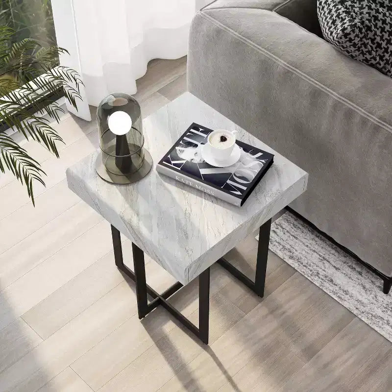 Set 3 tavolini da caffè contemporanei Rohde con cassetti, grigio/metallo color gomma - miBasics