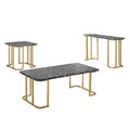 3pc Trillick Coffee Table Set with Faux Marble Top Gold/Black - miBasics: Mid-Century Modern Metal Frame, Powder-Coated Finish