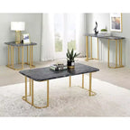 Set 3 Tavolini Trillick con Piano Effetto Marmo Oro/Nero - miBasics: Struttura in Metallo in Stile Moderno di Metà Secolo, Finitura Verniciata a Polvere