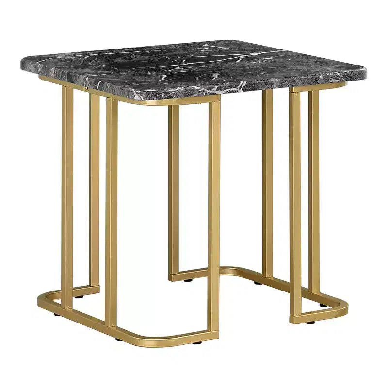 Set 3 Tavolini Trillick con Piano Effetto Marmo Oro/Nero - miBasics: Struttura in Metallo in Stile Moderno di Metà Secolo, Finitura Verniciata a Polvere