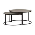 Set of 2 Rina Concrete/Metal Nesting Coffee Table Gray/Black - Armen Living: Modern Loop Leg Design for Living Room