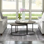 Set di 2 tavolini da caffè sovrapponibili Rina in calcestruzzo/metallo Grigio/Nero - Armen Living: Design moderno con gambe a U per il soggiorno