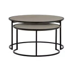 Set di 2 tavolini da caffè sovrapponibili Rina in calcestruzzo/metallo Grigio/Nero - Armen Living: Design moderno con gambe a U per il soggiorno