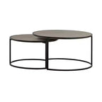 Set di 2 tavolini da caffè sovrapponibili Rina in calcestruzzo/metallo Grigio/Nero - Armen Living: Design moderno con gambe a U per il soggiorno
