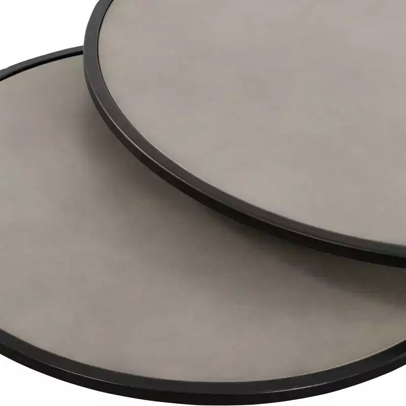 Set di 2 tavolini da caffè sovrapponibili Rina in calcestruzzo/metallo Grigio/Nero - Armen Living: Design moderno con gambe a U per il soggiorno