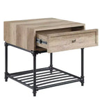Acme Furniture Brantley 22" Cassetto e 1 Ripiano Tavolini d'Appoggio Rovere e Nero Sabbiato: Nessun Montaggio, Spazio Aperto
