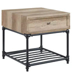 Acme Furniture Brantley 22" Cassetto e 1 Ripiano Tavolini d'Appoggio Rovere e Nero Sabbiato: Nessun Montaggio, Spazio Aperto