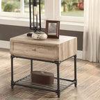 Acme Furniture Brantley 22" Cassetto e 1 Ripiano Tavolini d'Appoggio Rovere e Nero Sabbiato: Nessun Montaggio, Spazio Aperto