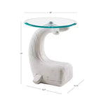 Weldon The Whale Tavolino da divano intagliato in legno e con piano in vetro con finitura Coastal White Driftwood - Linon