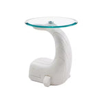 Weldon The Whale Tavolino da divano intagliato in legno e con piano in vetro con finitura Coastal White Driftwood - Linon