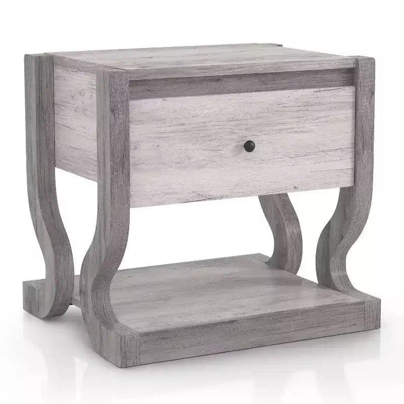 miBasics Brunswicke Transitional 1 Drawer End Table Coastal White: Bedroom Storage, Pedestal Design