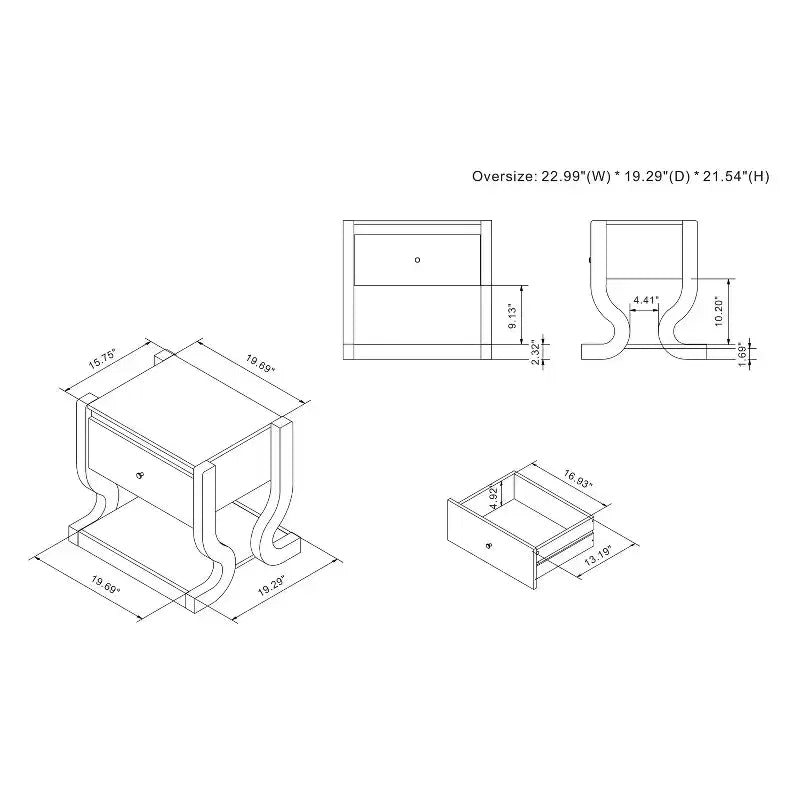 miBasics Brunswicke Tavolino portaoggetti da Comodino/Divano Transizionale a 1 Cassetto, Bianco Costiero: Contenitore per Camera da Letto, Design a Piedistallo