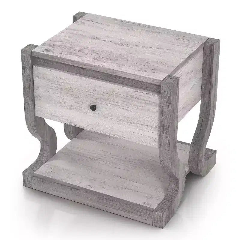 miBasics Brunswicke Tavolino portaoggetti da Comodino/Divano Transizionale a 1 Cassetto, Bianco Costiero: Contenitore per Camera da Letto, Design a Piedistallo