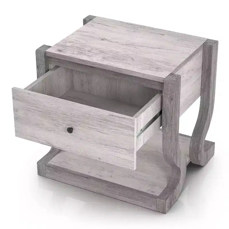 miBasics Brunswicke Tavolino portaoggetti da Comodino/Divano Transizionale a 1 Cassetto, Bianco Costiero: Contenitore per Camera da Letto, Design a Piedistallo