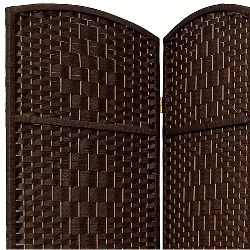 Divisorio a 4 pannelli in tessuto a rombi alto 213 cm - Moka scuro