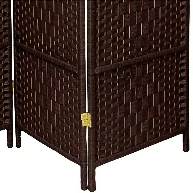 Divisorio a 4 pannelli in tessuto a rombi alto 213 cm - Moka scuro