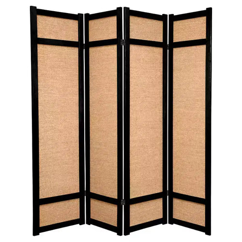 6 ft. Tall Jute Shoji Screen Black (4 Panels) - Oriental Furniture: Folding Privacy Partition