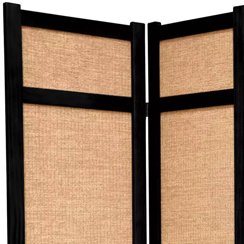 Paravento Shoji in juta, altezza 1,83 m, nero (4 pannelli) - Oriental Furniture: Separé pieghevole per la privacy
