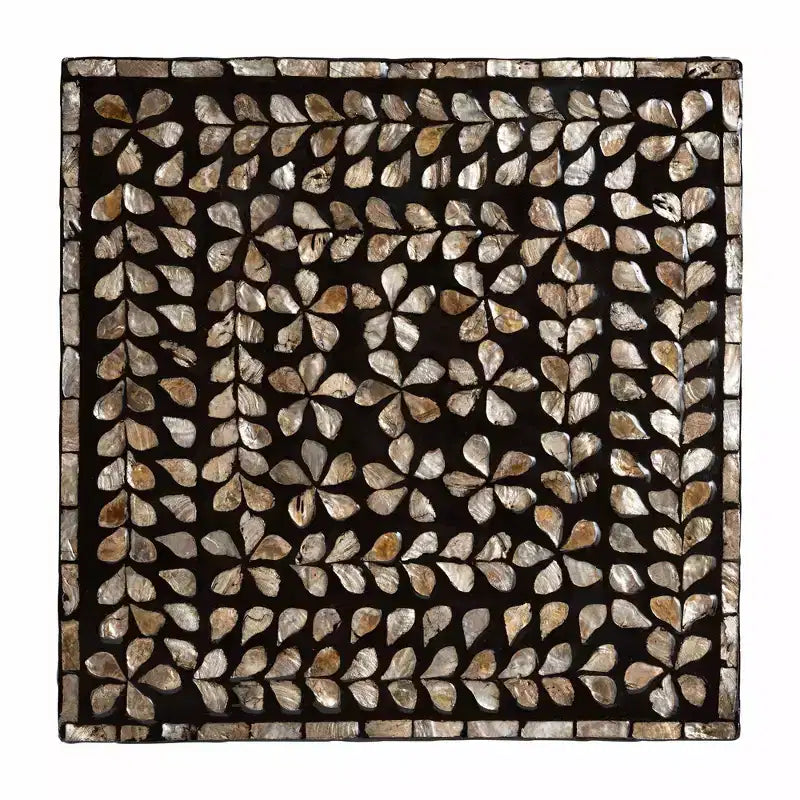 Baxton Studio Feronia Tavolino in Madonnina Nero/Bronzo Floreale: Struttura quadrata in MDF, 46 cm Altezza, 35 cm Larghezza