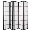 6 ft. Tall Double Cross Shoji Screen Black (5 Panels) Oriental Furniture: Hardwood Frame, Metal Hardware, No Assembly Required