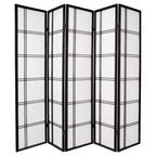 6 ft. Tall Double Cross Shoji Screen Black (5 Panels) Oriental Furniture: Hardwood Frame, Metal Hardware, No Assembly Required
