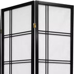 Paravento Shoji a doppia croce, 183 cm, colore nero (5 pannelli), mobili orientali: cornice in legno duro, ferramenta in metallo, nessun assemblaggio richiesto