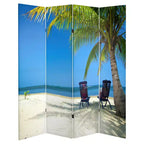 Divisorio Bifacciale Scena Oceanica - Oriental Furniture: Paravento per la Privacy, Separatore di Ambienti da Spiaggia, Nessun Montaggio Richiesto