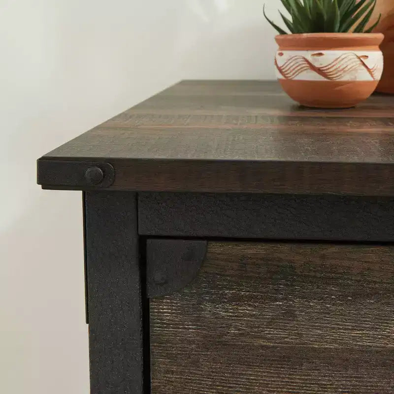 Credenza con cassetti Steel River Storage Quercia Carbonio - Sauder: Design Industriale, Formato Documenti Lettera/Legale, Struttura in Metallo