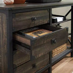 Credenza con cassetti Steel River Storage Quercia Carbonio - Sauder: Design Industriale, Formato Documenti Lettera/Legale, Struttura in Metallo