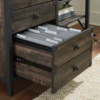 Credenza con cassetti Steel River Storage Quercia Carbonio - Sauder: Design Industriale, Formato Documenti Lettera/Legale, Struttura in Metallo