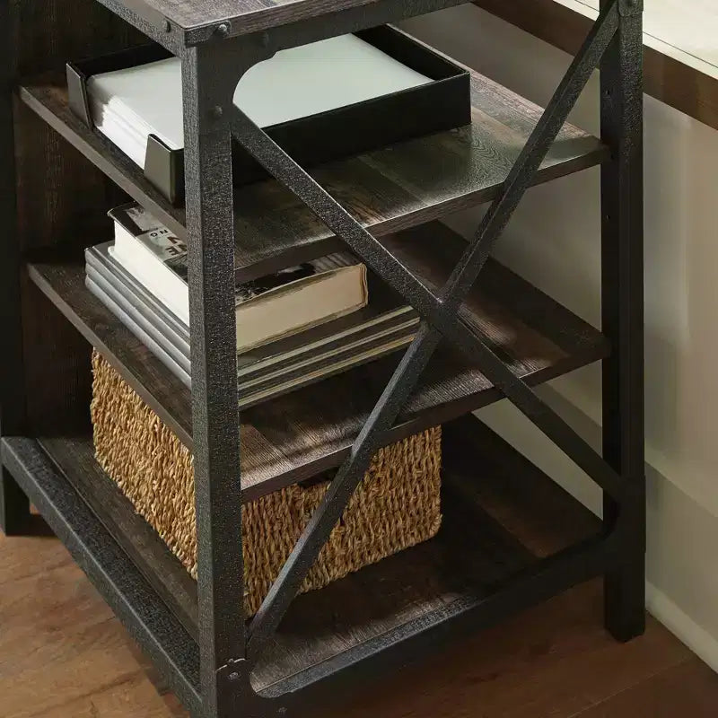 Credenza con cassetti Steel River Storage Quercia Carbonio - Sauder: Design Industriale, Formato Documenti Lettera/Legale, Struttura in Metallo