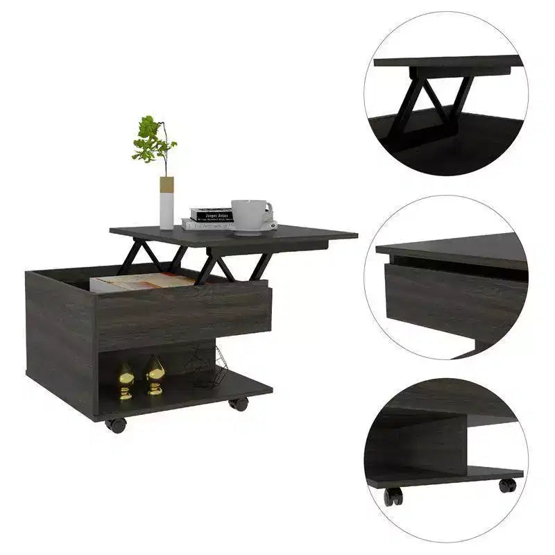 Tavolino da Caffè Verona Carbon Espresso - Boahaus: Rettangolare Moderno con Cassetto, Laminato in Legno
