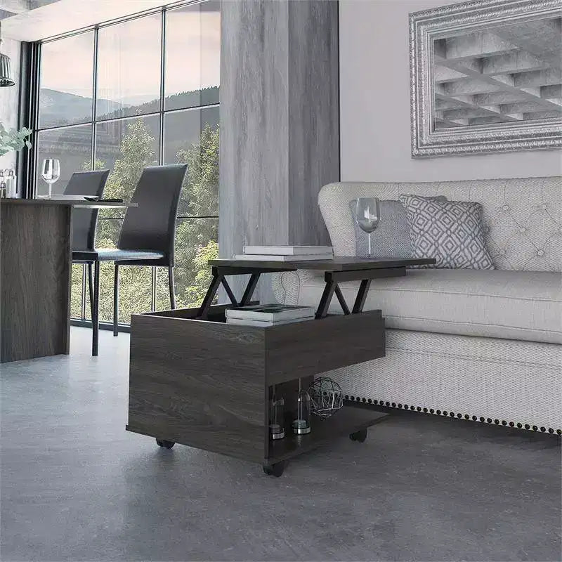 Tavolino da Caffè Verona Carbon Espresso - Boahaus: Rettangolare Moderno con Cassetto, Laminato in Legno