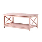 Breighton Home Oxford Coffee Table with Shelf in Blush Pink