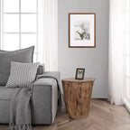 Sgabello/Tavolino Rustico Urbano a Tronco 17" in Legno di Acacia con Bordo Naturale, Dettagli di Venature e Nodi, Marrone Naturale
