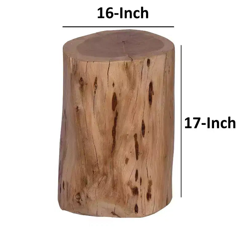 Sgabello/Tavolino Rustico Urbano a Tronco 17" in Legno di Acacia con Bordo Naturale, Dettagli di Venature e Nodi, Marrone Naturale