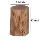 Sgabello/Tavolino Rustico Urbano a Tronco 17" in Legno di Acacia con Bordo Naturale, Dettagli di Venature e Nodi, Marrone Naturale