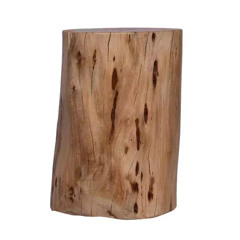 Sgabello/Tavolino Rustico Urbano a Tronco 17" in Legno di Acacia con Bordo Naturale, Dettagli di Venature e Nodi, Marrone Naturale