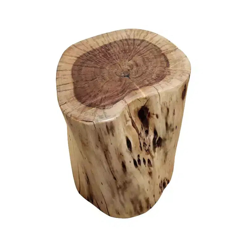 Sgabello/Tavolino Rustico Urbano a Tronco 17" in Legno di Acacia con Bordo Naturale, Dettagli di Venature e Nodi, Marrone Naturale