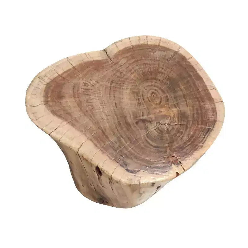 Sgabello/Tavolino Rustico Urbano a Tronco 17" in Legno di Acacia con Bordo Naturale, Dettagli di Venature e Nodi, Marrone Naturale