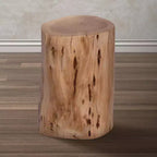 Sgabello/Tavolino Rustico Urbano a Tronco 17" in Legno di Acacia con Bordo Naturale, Dettagli di Venature e Nodi, Marrone Naturale