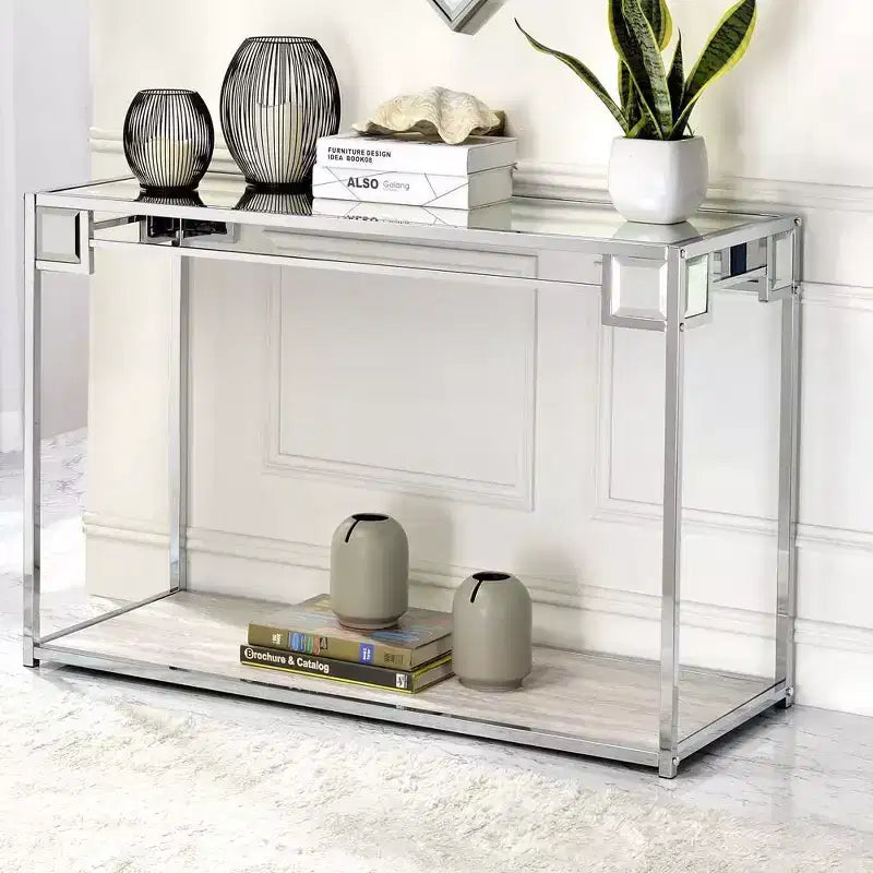 Tavolino d'accento Asbury 44" specchiato/cromato - Acme Furniture