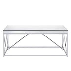 Evelyn Mirror Top Cocktail Table Chrome - Steve Silver Co.: Geometric Iron Base, Rectangle Shape