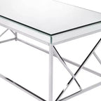 Tavolino da caffè Evelyn Mirror Top Chrome - Steve Silver Co.: Base geometrica in ferro, forma rettangolare