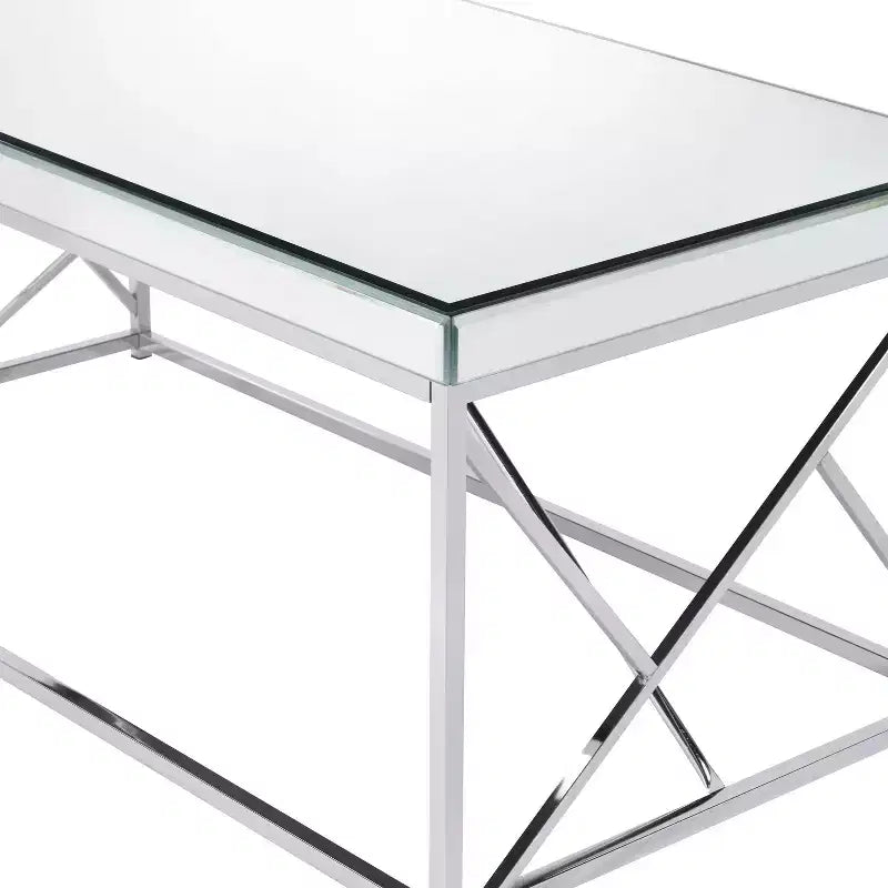 Tavolino da caffè Evelyn Mirror Top Chrome - Steve Silver Co.: Base geometrica in ferro, forma rettangolare