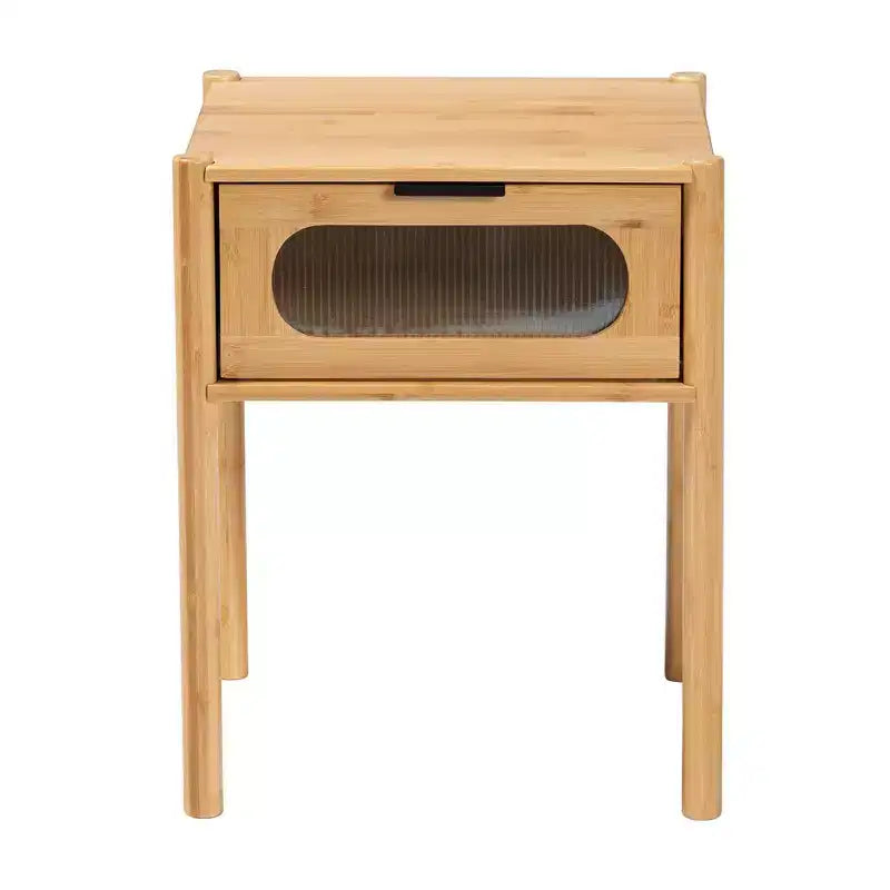 Naresh Bamboo Wood 1 Drawer End Table Natural Brown - Baxton Studio